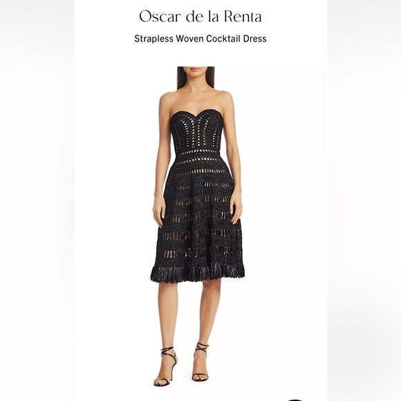 Oscar de la Renta Strapless Crochet Macrame Cocktail Dress - NWTags-size 6/8 - Picture 3 of 15